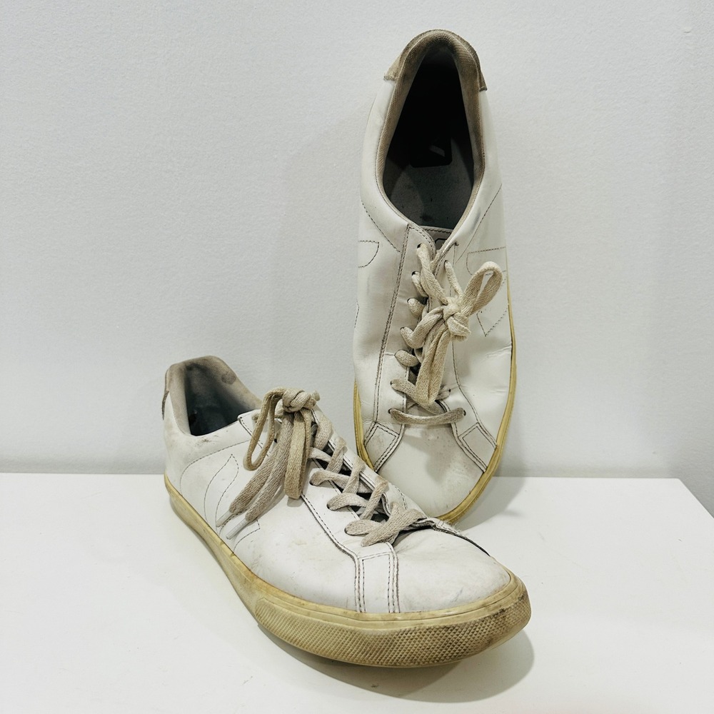 Veja Esplar Mens 11 White Leather Low Top Sneakers EUR 44 White Casual Shoe